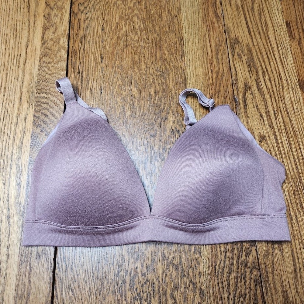 Auden Mauve Purple Lightly Lined Wirefree Bra 36C Recycled Polyester Stretch 785